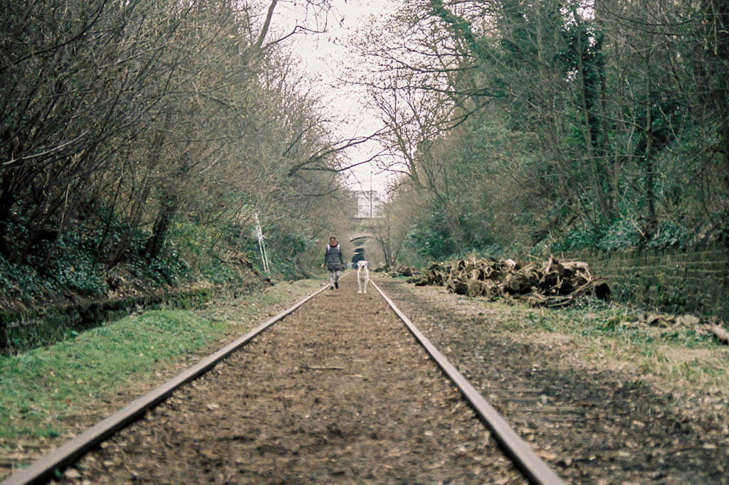 Walking along the railway in Paris