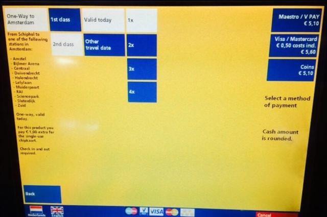 How to buy train tickets to Amsterdam at Schiphol airport 