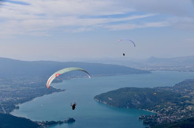 Paragliding above Annecy lake